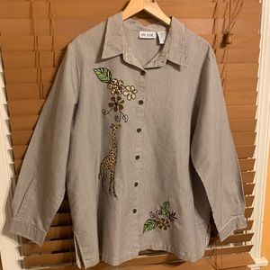 🔥VINTAGE Blair shirt w/ giraffe & floral Sz XL